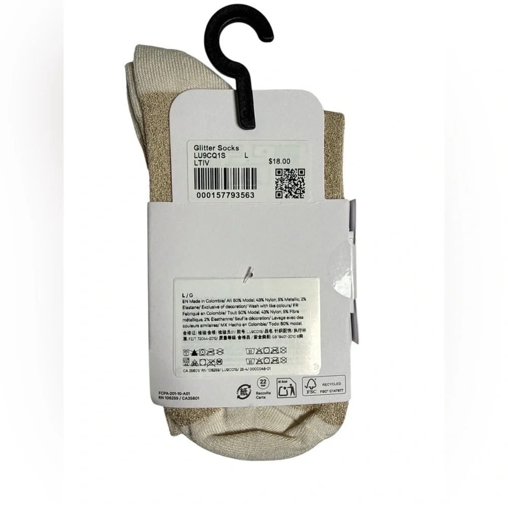 Lululemon Glitter Quarter Socks Gold NWT